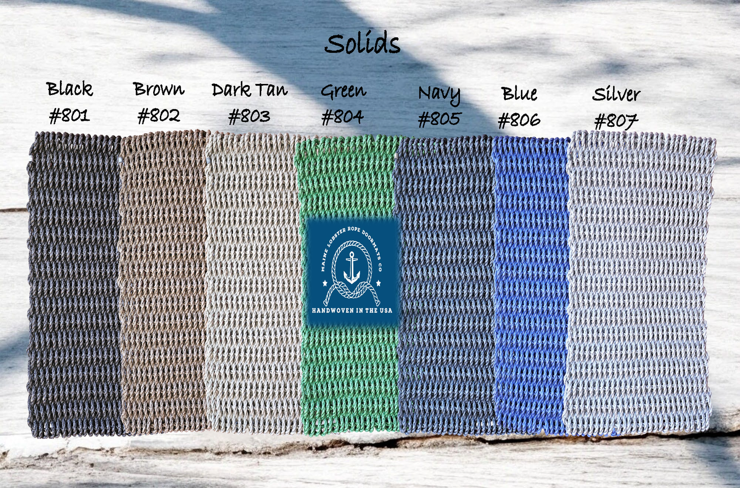 966 The "Original" Handcrafted Woven Maine Lobster Rope Door Mat, Solid Color Selections