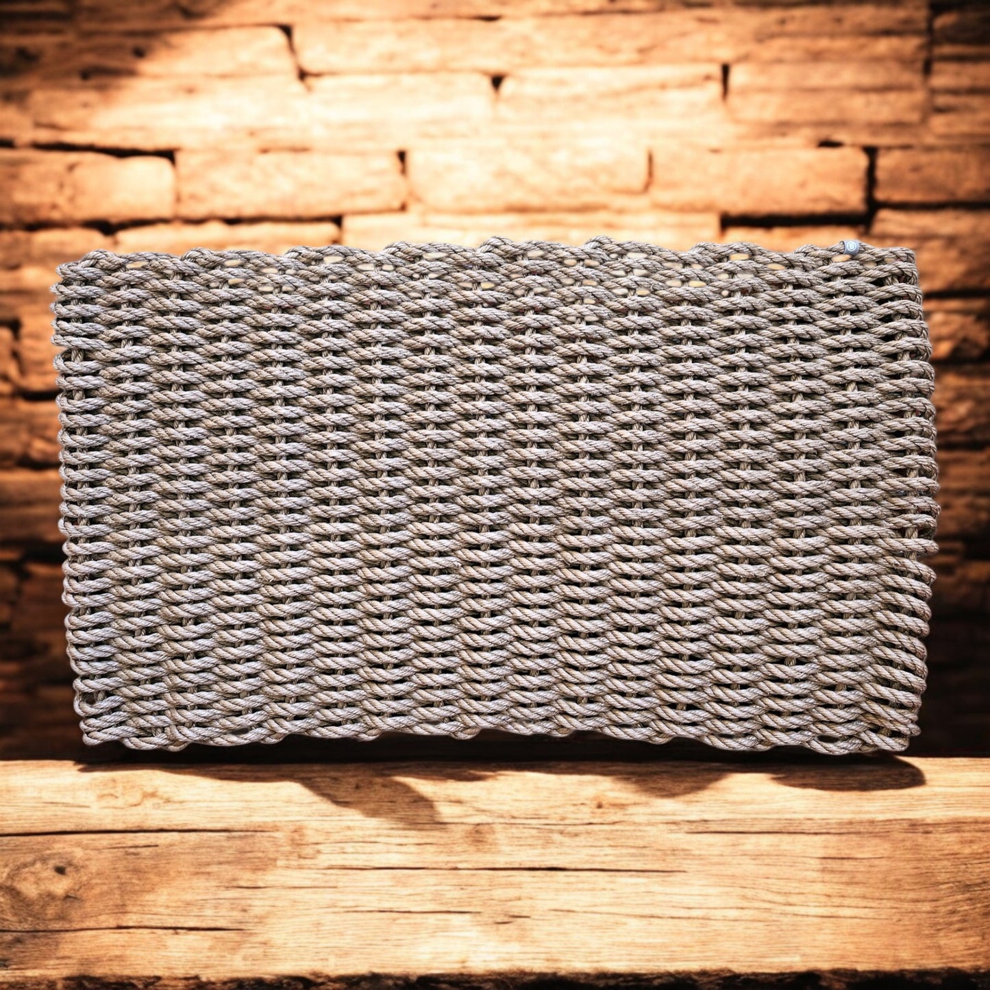 966 The "Original" Handcrafted Woven Maine Lobster Rope Door Mat, Solid Color Selections